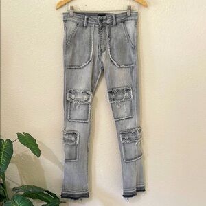 Waimea Stacked Fit Distressed Cargo Pocket Jeans Boy’s Size 14